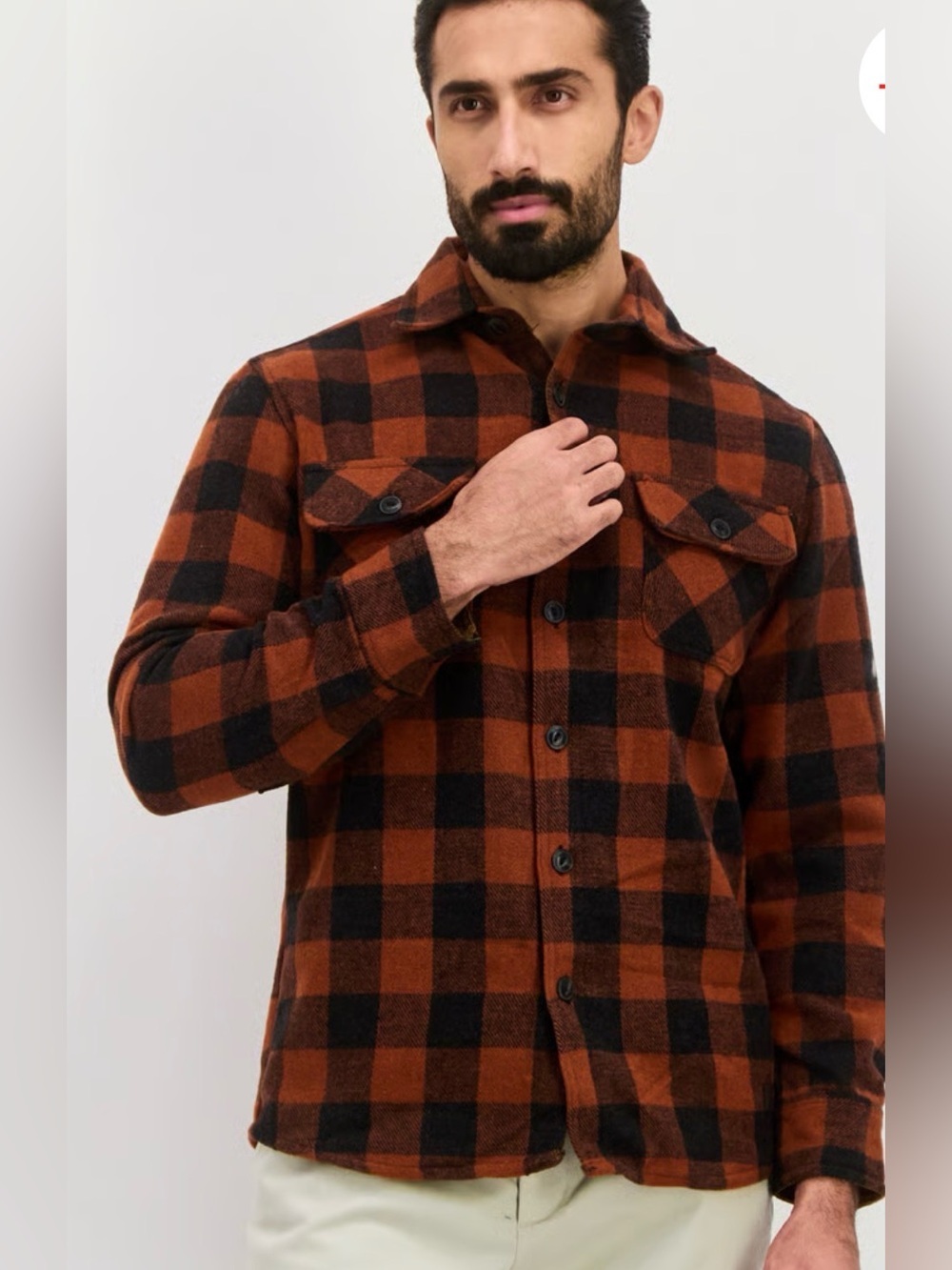 Men's maroon/red and Black Buffalo Plaid Button-Up Shirt Jacket M